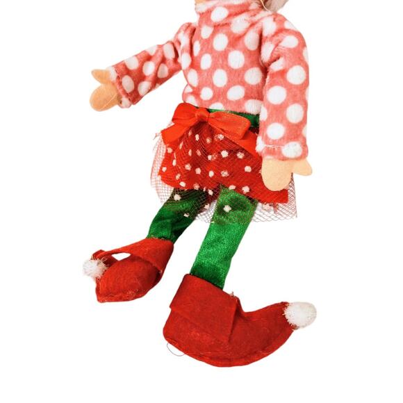 VNTG Christmas PIXIE ELF Tree Ornament Long Nose Rubber Smile Happy Knome Elves - Picture 9 of 11